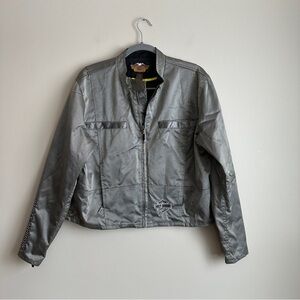 Harley Davidson Silver Moto Cropped Riding Jacket XL